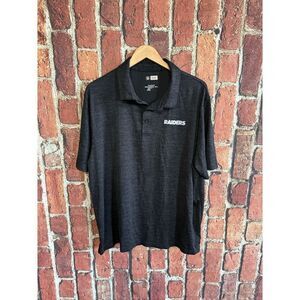 NFL Mens Gray Las Vegas Raiders Short Sleeve Polo Shirt Size 2XL NFL